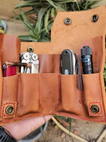 Leather Knife Bag, Multitool, Flashlight Holster, Sheath, Tactical Pen, Organizer, Multitool Sheath Bag Purse, Handmade Leather Bag, EDC Bag $40.00