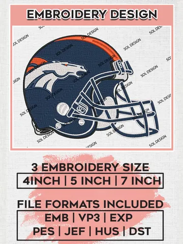 NFL Denver Broncos Helmet Embroidery Designs, NFL Broncos Embroidery Designs, NFL Embroidery Designs, NFL Denver Broncos Machine Embroidery Design, Digital Download $6.99