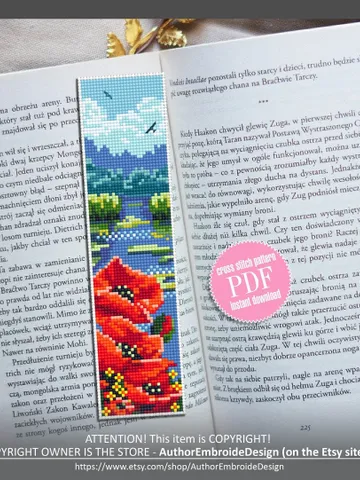Nature bookmark cross stitch pattern digital PDF Modern handmade bookmark embroidery beginners Instant download Gift for book lover #B7 $4.40