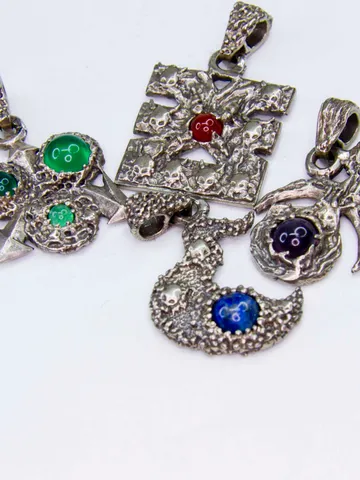 Handmade Pendant Set with Symbols of Tzeentch, Slaanesh, Nurgle, and Khorne (German Silver CuNiZn) $275.00