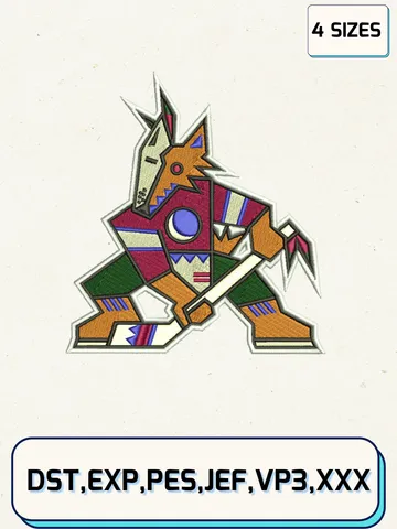 Arizona Coyotes Embroidery Design Files, NHL Logos Embroidery Designs, Machine Embroidery Files, 4 Sizes
