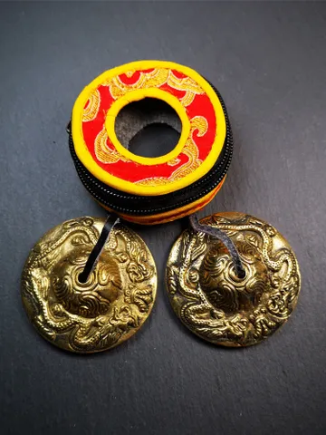 Gandhanra 6.5cm Tibetan Cymbals,Tingsha Bell,Buddhism Ritual Implement,Handmade in Nepal, 2 Dragon Pattern $22.99