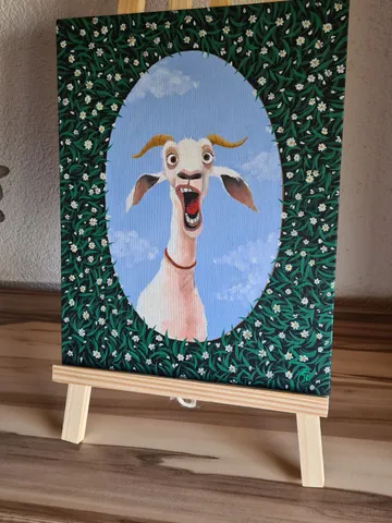 Original Oil Painting Goat Original Art, Gift for Home Decor $90.00