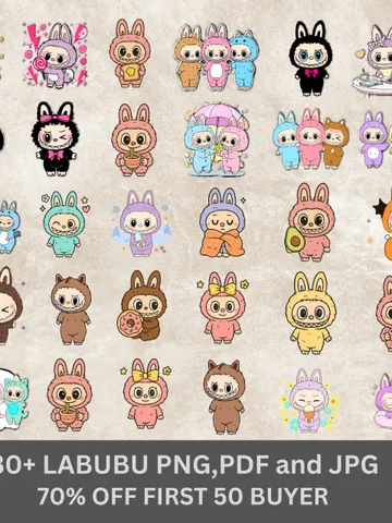 30+ Labubu Designs PNG, Vector Digital File for Cricut, Laser Cut La bubu PNG, T Shirt Sublimation, Instant Download Labubu Character Bundle $6.00