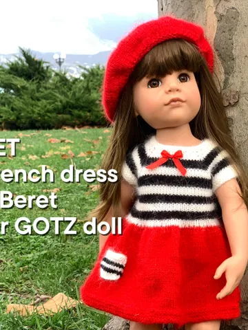 GOTZ SET Doll French dress & Beret: Exclusive Handmade Outfit, American Girl, OOAK $27.92