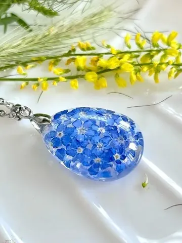 Women's neck pendant with forget-me-nots $65.00