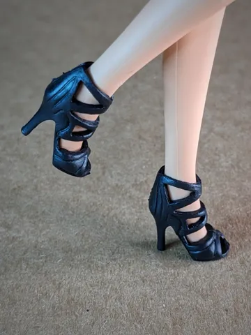 Black high heels sandals for 1/6 scale female dolls $12.00