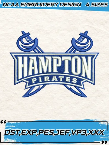 Hampton Pirates Logos Embroidery Design,NCAA Logo Embroidery Design,Machine Embroidery Design File,4 Sizes, Digital Download $4.99