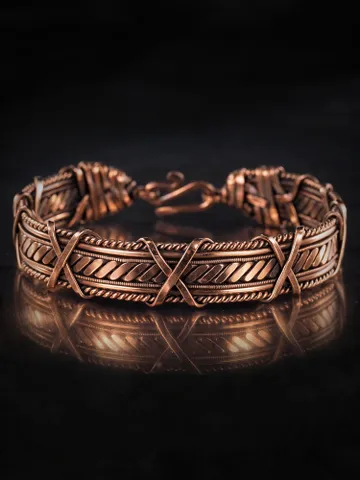 Handmade copper bracelet Unique wire wrapped metal bangle Antique style jewelry