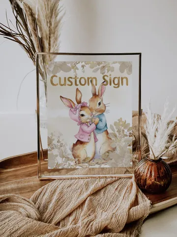 Editable and Printable Custom Sign template for 1st Baby Birthday party in Peter Rabbit style instant download and unlimited access pr777 $11.62