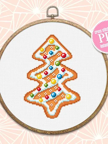 Gingerbread Christmas tree cross stitch pattern PDF Christmas gingerbread cross stitch chart, Small Christmas pattern download PDF #N89 $3.20