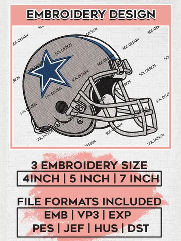 Dallas Cowboys Helmet Embroidery Designs, NFL Cowboys, NFL Logo Embroidery Files, NFL Dallas Cowboys Machine Embroidery Design, Digital Download $6.99
