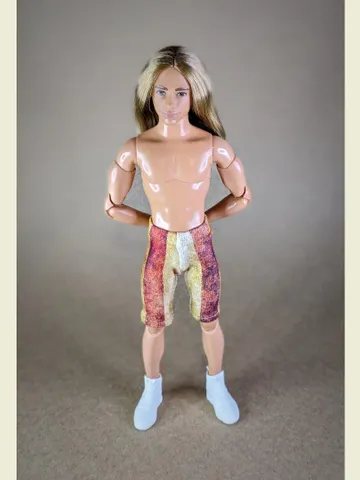 Graphic printed elastic shorts for for 12-inch fashion male dolls $6.00