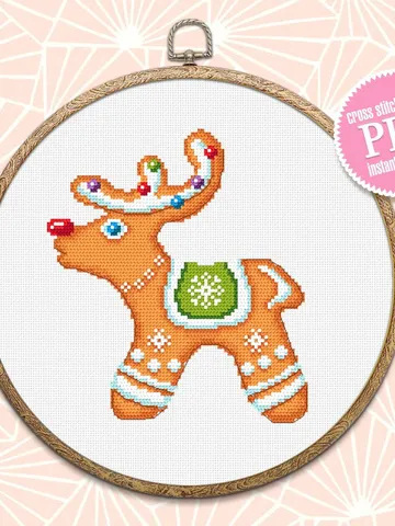 Christmas gingerbread cross stitch pattern download PDF Christmas deer cross stitch chart, Cute small cross stitch Gingerbread ornament #N88 $3.20