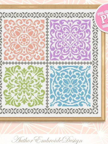 Square mandala cross stitch pattern PDF download Sampler cross stitch mandala ornament pattern for cross stitch pillow, DIY Home decor #M209 $4.60