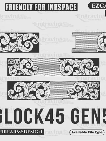 Glock45 Gen5 Scroll Design Svg,lasercut,laserengraving,fiberlaser,engravingfiles,laserpattern,engravingdesign,engravingpattern $59.99