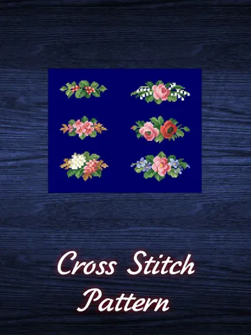 Antique Cross Stitch Pattern Miniature Bouquets Digital Download PDF $5.50