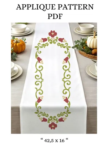 Floral Elegance Table Runner – Appliqué Pattern PDF $12.00