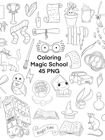 Раскрашивание клипарта Мастер PNG, клипарт школы волшебства, клипарт магии, клипарт школы магии, клипарт магии $2.00