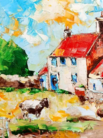Ireland Painting Cottage Original Art Abstract Landscape Impasto Oil Painting Small Cheap Original Art Gifts by ArtProkopaloSv $100.00