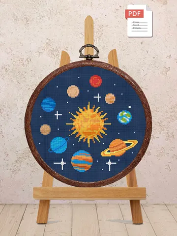Solar System Cross Stitch Pattern, Planets Cross Stitch Pattern, SunPattern, Space Cross Stitch Pattern, Solar System Patterns #spc011 $4.00