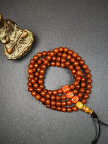 Gandhanra Old 108 Tibetan Mala, Corypha Linn Seed Beads,Prayer Beads Necklace for Meditation,Diameter 0.28", Circumference 30" $99.99
