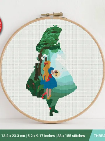 Alice in Wonderland Silhouette Cross stitch pattern | Embroidery Pattern | Instant Download | Embroidery Designs $6.80