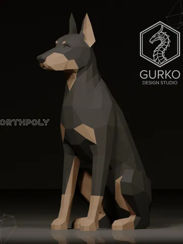 Seated Doberman Papercraft, Dog, Digital Template, PDF Download, Gurko, 3D LowPoly, Pepakura, Origami Sculpture, Paper Party Decor, DIY Gift $21.00
