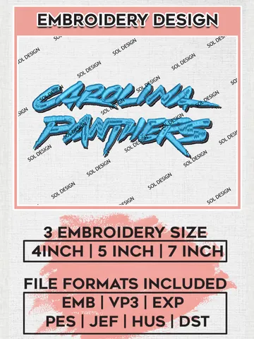 NFL Carolina Panthers Wordmark Logo Embroidery Designs, NFL Panthers, NFL Embroidery Designs, NFL Carolina Panthers Machine Embroidery Design, Digital Download $6.99