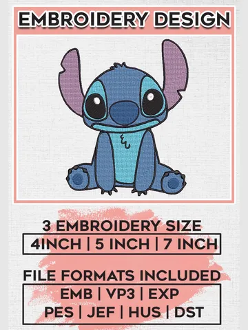 Stitch Embroidery Designs, Disney Lilo & Stitch Embroidery, Disney Embroidery Files, Machine embroidery Files, Digital Download EMB_CARTOON_115 $6.99