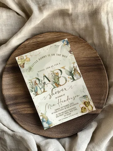Classic Peter Rabbit Baby Shower Invitation; Neutral Baby Shower Template; Peter Rabbit Baby Shower Invite; pr4 $11.62