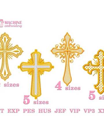 Set of 4 Religious cross embroidery design Machine embroidery pattern, Embroidery files christian cross, Catholic embroidery Holy cross #R52 $11.50