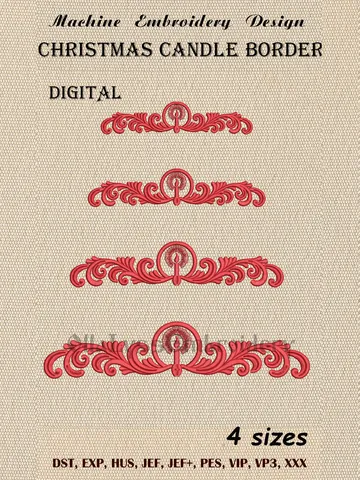Christmas Candle Border Machine Embroidery Design $0.00