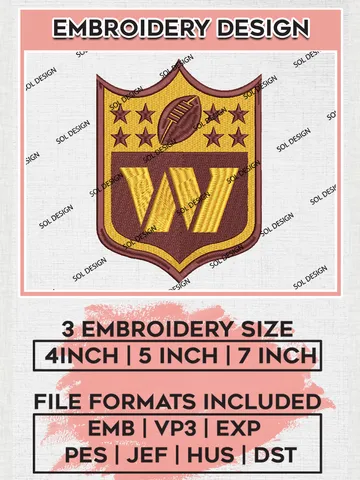 NFL Washington Commanders Embroidery Designs, NFL Commanders, NFL Logo Embroidery Files, NFL Washington Commanders Machine Embroidery Design, Digital Download