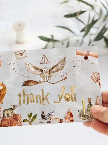 Editable Thank you card Wizard Birthday Party; Magic School Birthday; Printable thank you card ; thank you Magical Party Decoration; W8 $10.45