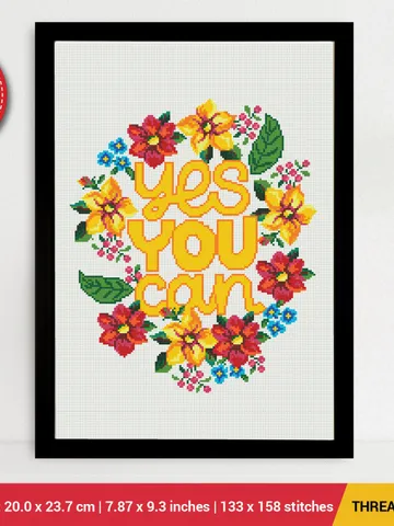 Yes You Can Quote Cross stitch pattern | Embroidery Pattern | Instant Download | Embroidery Designs $5.94