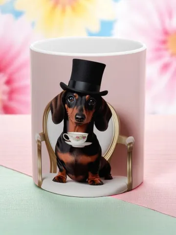 Whimsical Dachshund Mug, Cute Dog Coffee Cup for Animal Lovers, Perfect Gift for Pet Owners, Birthday, Housewarming, Tea Lover, Ceramic Mug $11.13