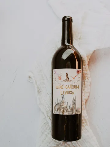 Wine-Gardium Leviosa Label Wizarding WorldWine Label, Holiday Wine Label Template Party Drinks; wine label Magic School Wine Label $9.42