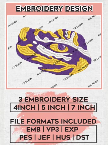 LSU Tigers Embroidery Designs, NCAA Logo Machine Embroidery Files, NCAA LSU Tigers Logo, NCAA Embroidery Designs, Machine Embroidery Designs, Digital Download $6.99