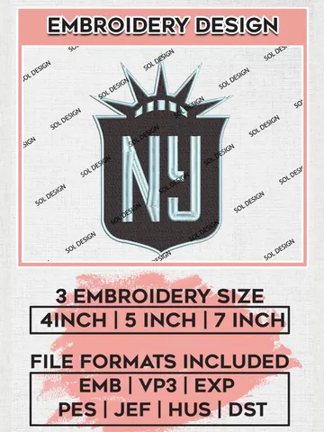 NWSL NJ/NY Gotham FC Logo Embroidery Designs, NWSL NJ/NY Gotham FC Machine Embroidery Design, Football Team Logo Embroidery Files, NWSL Team, 3 sizes, Machine embroidery Files, Digital Download $6.99