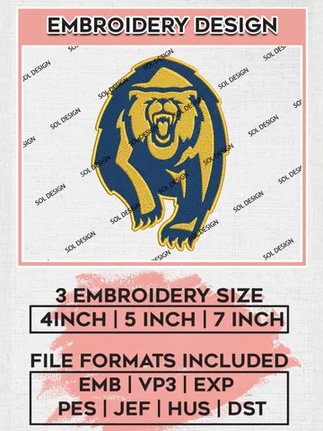 California Golden Bears Mascot Embroidery Designs, NCAA Logo Embroidery Files, NCAA California Golden Bears Logo, NCAA Embroidery Designs, Machine Embroidery Designs, Digital Download $6.99