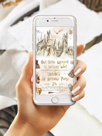 The Chosen One Invitation; Wizard Birthday Party; Magic School 1st Birthday Invitation Template; Editable Wizarding World Invitation; W7 $12.78