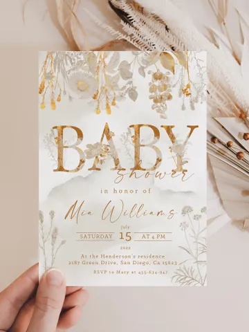 Rustic Autumn Baby Shower Invitation; Boho Flowers Baby shower; Autumn Flowers baby shower; editable template canva; Fall; Rustic Autumn $11.62