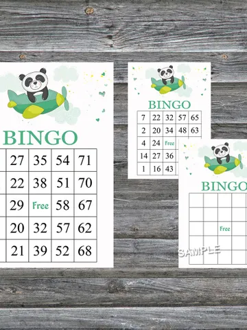 Baby panda bingo cards,Baby panda bingo game,Panda printable bingo cards,60 Bingo Cards,INSTANT DOWNLOAD--301 $3.95