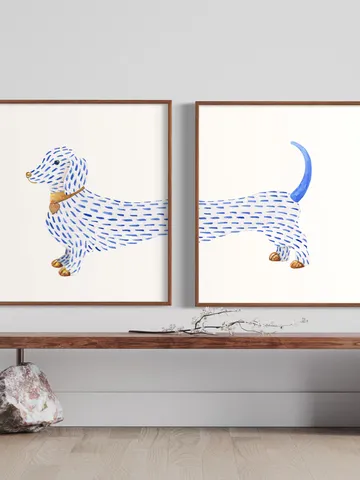 Dachshund Set Of 2 Art Watercolor Painting Dachshund Gift Dog Wall Art Dog Mom Gift Sausage Dog Art Funny Dachshund Art Gift For Him Print $50.00