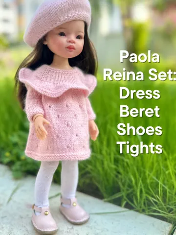 Paola Reina Doll 4 ITEMS Set: Exclusive Handmade Outfit - Beret, Dress, Tights, Shoes $68.54