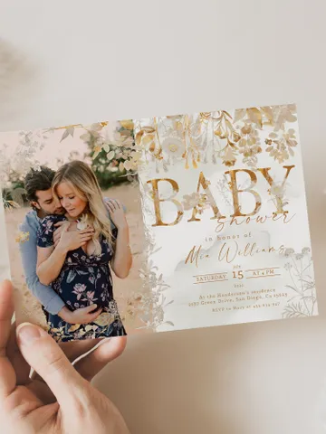 Rustic Autumn Baby Shower Invitation; Add photo Baby shower; Autumn baby shower photo invitation; editable template ; Fall; Rustic Autumn $11.62