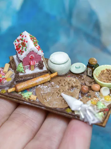 MINIATURE gingerbread house kit on a board 1 $95.00