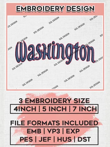 WNBA Washington WordMark Logo Embroidery Files, WNBA Washington Mystics Team Embroidery Designs, Basketball Teams, 3 sizes, WNBA Machine embroidery designs, Digital Download $6.99