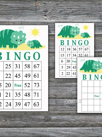 Dinosaur bingo cards,Dinosaur themed bingo game,Dino printable bingo cards,60 Bingo Cards,INSTANT DOWNLOAD--342 $3.95